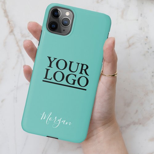 Your LogoArtPhoto White Script Name Light Teal iPhone 11Pro Max Case
