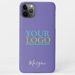 Your Logo/Art/Photo, White Script Name, Periwinkle iPhone 11Pro Max Case