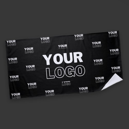 Your Logo  Background Repeating Logo  Black Beach Towel