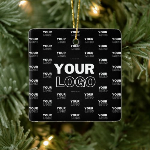 Your Logo  Background Repeating Logo  Black Ceramic Ornament