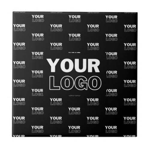 Your Logo  Background Repeating Logo  Black Ceramic Tile