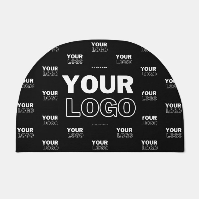 Your Logo & Background Repeating Logo | Black Doormat (Front)