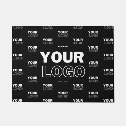 Your Logo  Background Repeating Logo  Black Doormat