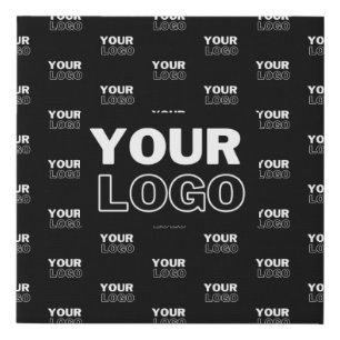 Your Logo & Background Repeating Logo   Black Faux Canvas Print