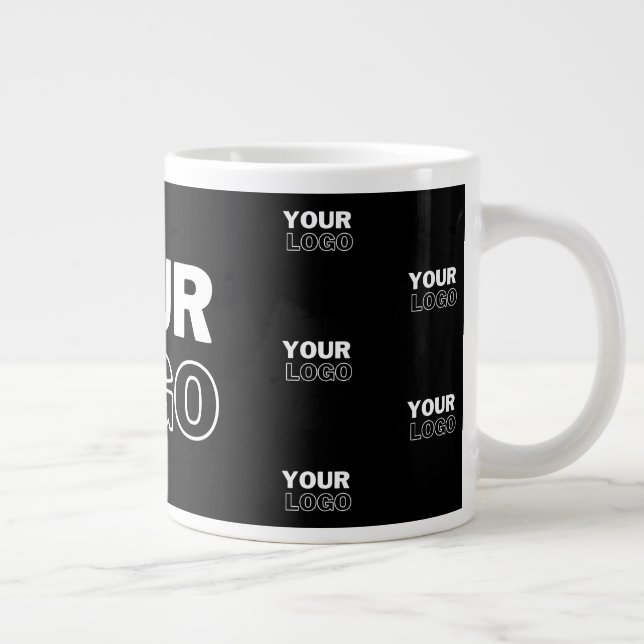 Your Logo & Background Repeating Logo | Black Giant Coffee Mug (Right)