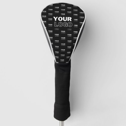 Your Logo  Background Repeating Logo  Black Golf Head Cover