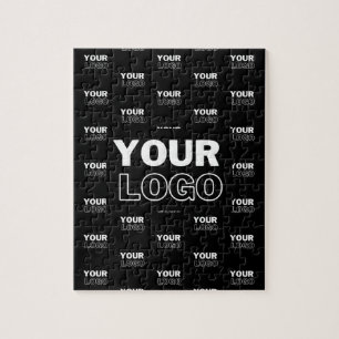 Your Logo & Background Repeating Logo Black Jigsaw Puzzle