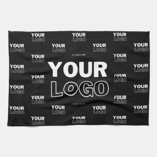 Your Logo  Background Repeating Logo  Black Kitchen Towel