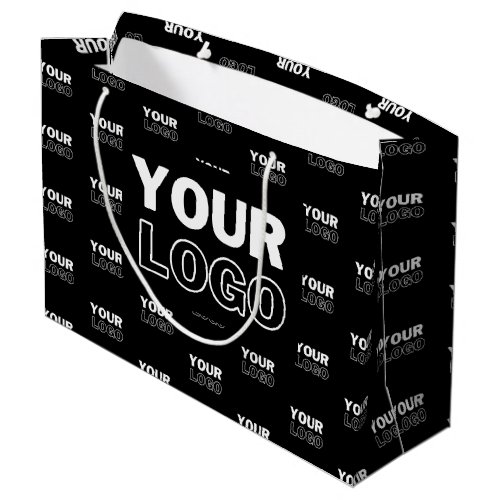 Your Logo  Background Repeating Logo  Black Large Gift Bag
