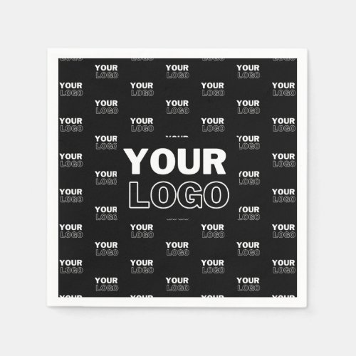 Your Logo  Background Repeating Logo  Black Napkins