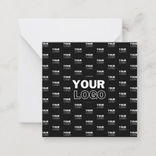 Your Logo & Background Repeating Logo   Black Note Card