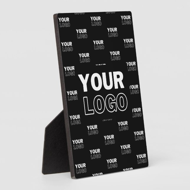 Your Logo & Background Repeating Logo | Black Plaque (Side)