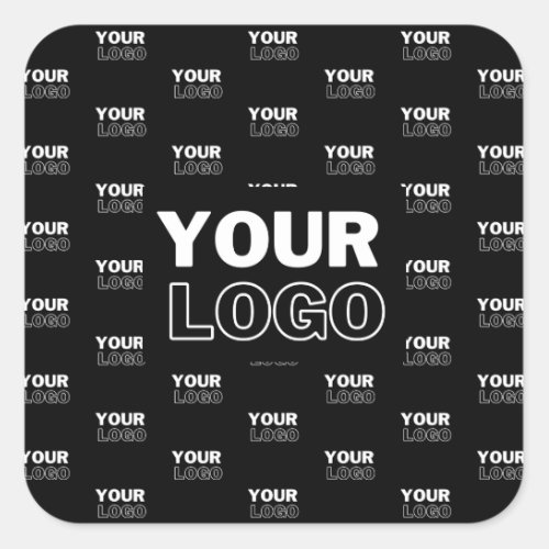 Your Logo  Background Repeating Logo  Black Square Sticker