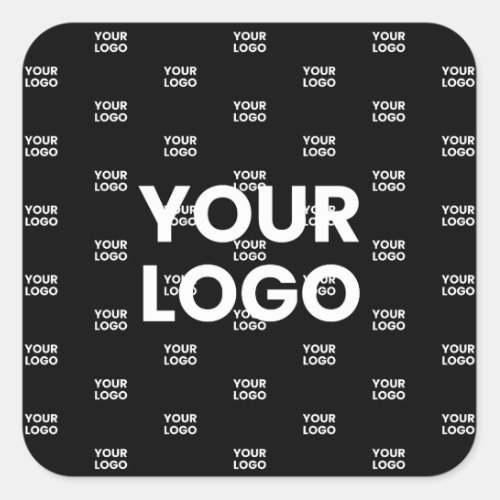 Your Logo  Background Repeating Logo  Black Square Sticker