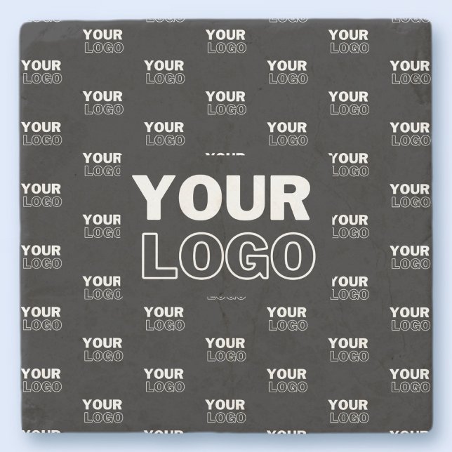 Your Logo & Background Repeating Logo | Black Stone Coaster (Creator Uploaded)