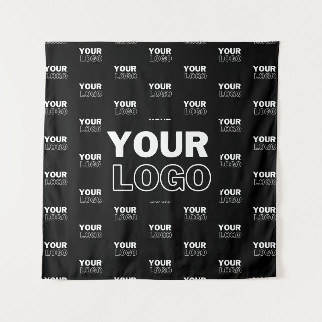 Your Logo & Background Repeating Logo | Black Tapestry (Front)