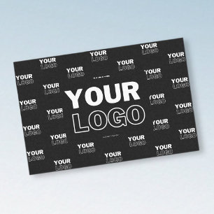 Your Logo & Background Repeating Logo Black Tissue Paper