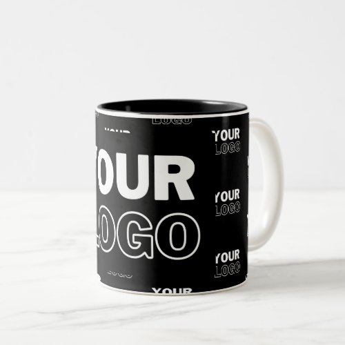 Your Logo  Background Repeating Logo  Black Two_Tone Coffee Mug