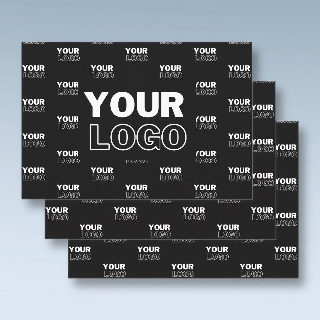 Your Logo & Background Repeating Logo | Black Wrapping Paper Sheets (Creator Uploaded)