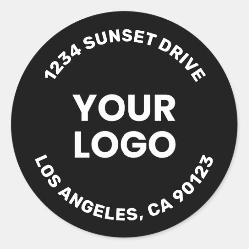 Your Logo  Black Background White Text Classic Round Sticker