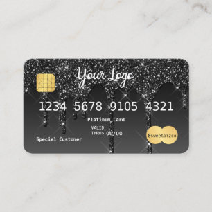 Your Logo Black Drip Glitter-look Credit Card