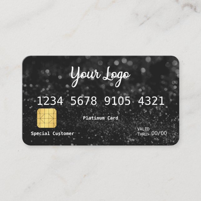 Your Logo Black Glitter-look Credit Card (Front)