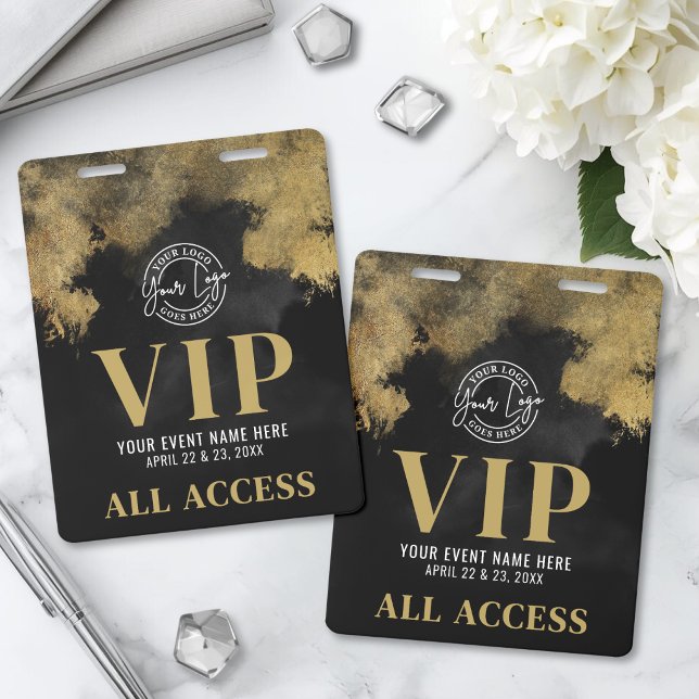 Your Logo Black Gold Event VIP Badge (Your Logo Black Gold Event VIP Badge)