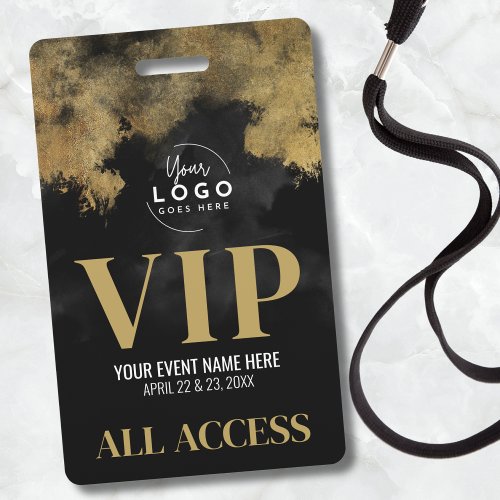 Your Logo Black Gold Event VIP Badge