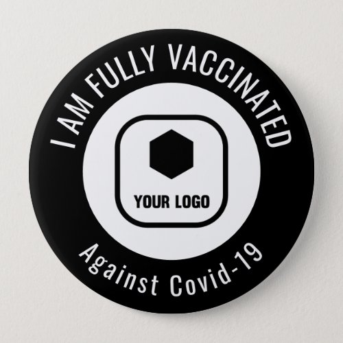 Your Logo Black White Employee Business Vaccinated Button