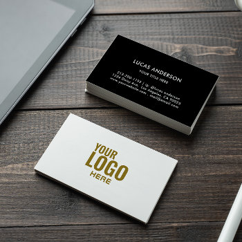 Your Logo Black&white Foil Modern Corporate Business Card by Custom_Your_Logo at Zazzle
