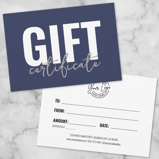 Your Logo Blue Business Gift Certificate Invitation (Your Logo Blue Business Gift Certificate Invitation)