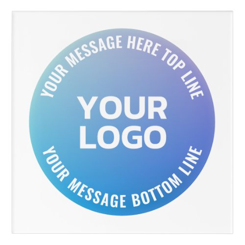 Your Logo  Blue to Purple Ombre  Circular Text Acrylic Print