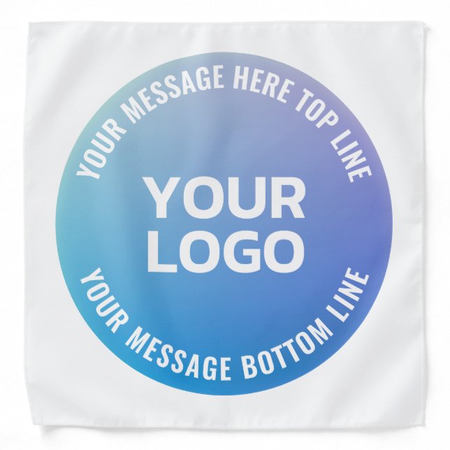 Your Logo | Blue to Purple Ombre & Circular Text Bandana (Front)