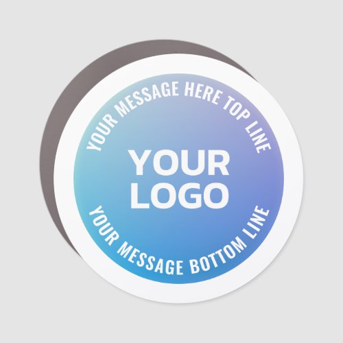 Your Logo  Blue to Purple Ombre  Circular Text Car Magnet