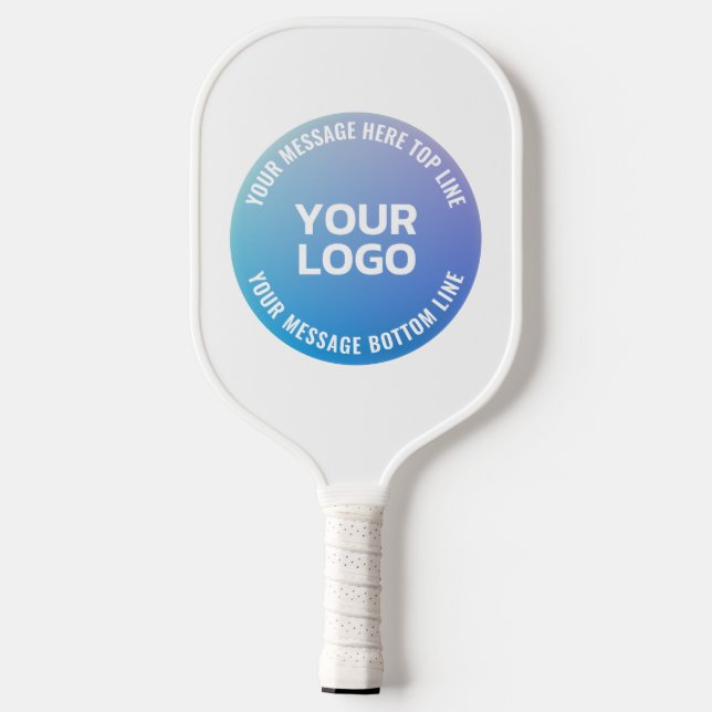 Your Logo | Blue to Purple Ombre & Circular Text Carbon Fiber Pickleball Paddle (Back)