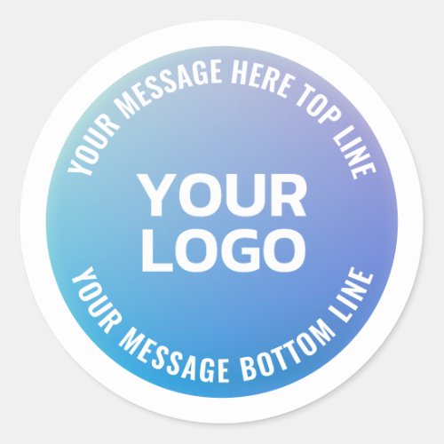 Your Logo  Blue to Purple Ombre  Circular Text Classic Round Sticker