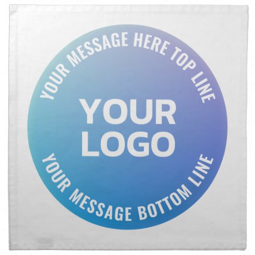 Your Logo  Blue to Purple Ombre  Circular Text Cloth Napkin