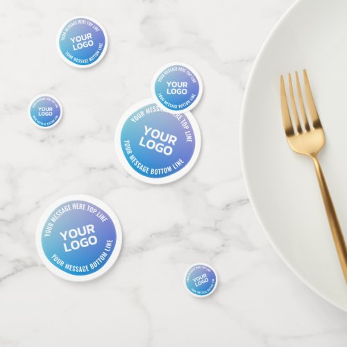 Your Logo  Blue to Purple Ombre  Circular Text Confetti