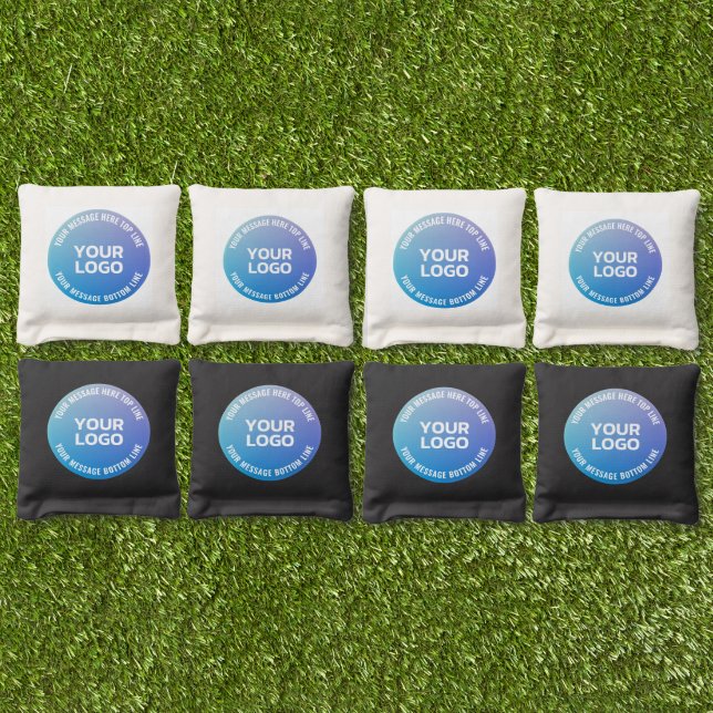 Your Logo | Blue to Purple Ombre & Circular Text Cornhole Bags (Set)
