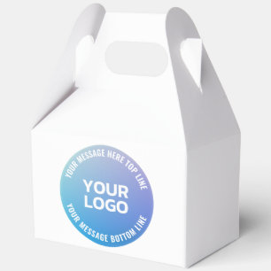 Your Logo Blue to Purple Ombre & Circular Text Favor Boxes