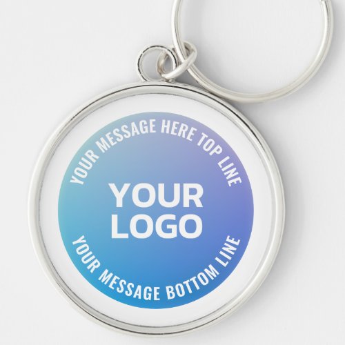 Your Logo  Blue to Purple Ombre  Circular Text Keychain