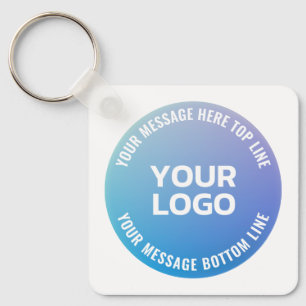 Your Logo Blue to Purple Ombre & Circular Text Keychain