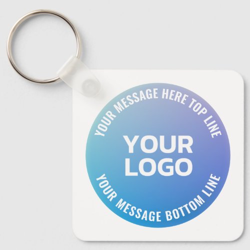 Your Logo  Blue to Purple Ombre  Circular Text Keychain