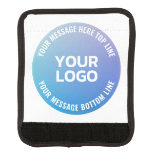 Your Logo Blue to Purple Ombre & Circular Text Luggage Handle Wrap