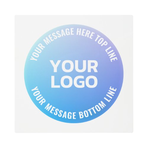 Your Logo  Blue to Purple Ombre  Circular Text Metal Print