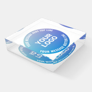 Your Logo Blue to Purple Ombre & Circular Text Paperweight