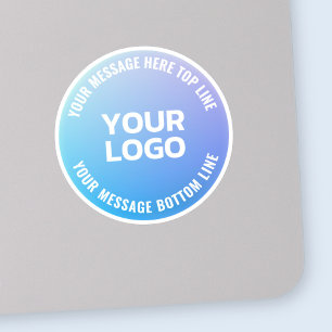 Your Logo Blue to Purple Ombre & Circular Text Sticker