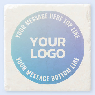 Your Logo   Blue to Purple Ombre & Circular Text Stone Coaster