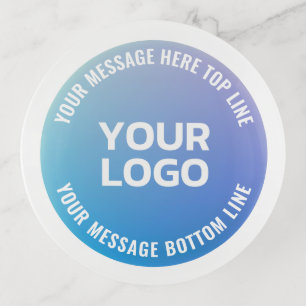 Your Logo Blue to Purple Ombre & Circular Text Trinket Tray