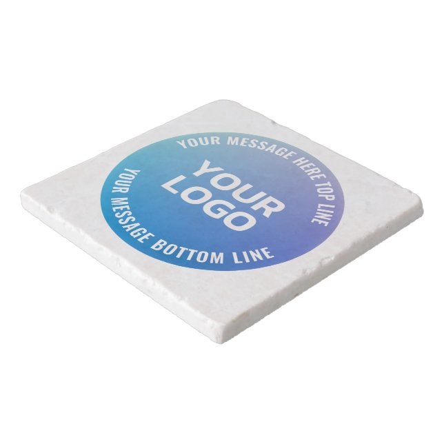 Your Logo | Blue to Purple Ombre & Circular Text Trivet (Corner)
